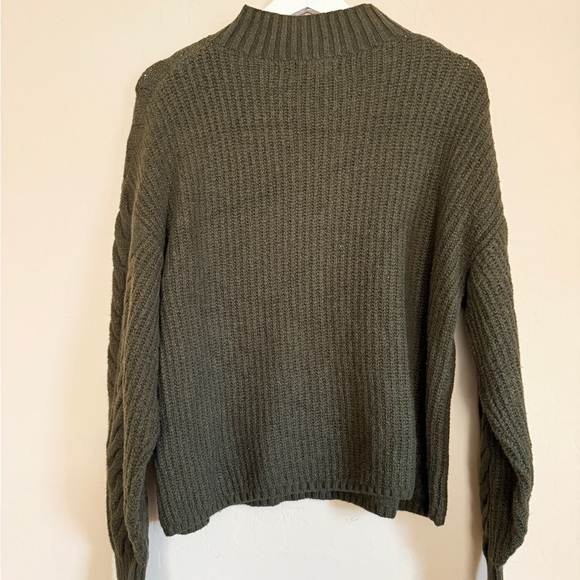 Old Navy Sweater SoSoft Mock Neck Cable Knit Dark Green Academia Small - Picture 5 of 10